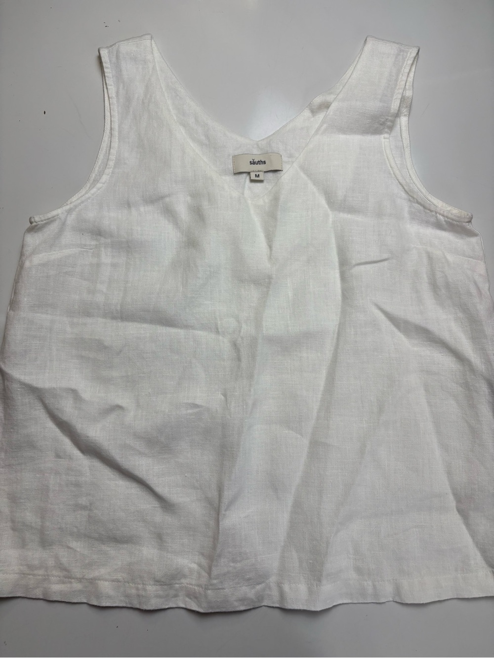 Sauths White Linen Tank Top sz M